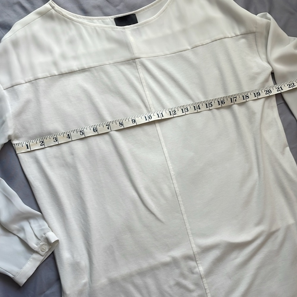 LYSSE New York women’s blouse knit and sheer | ivory | size medium - Picture 7 of 9